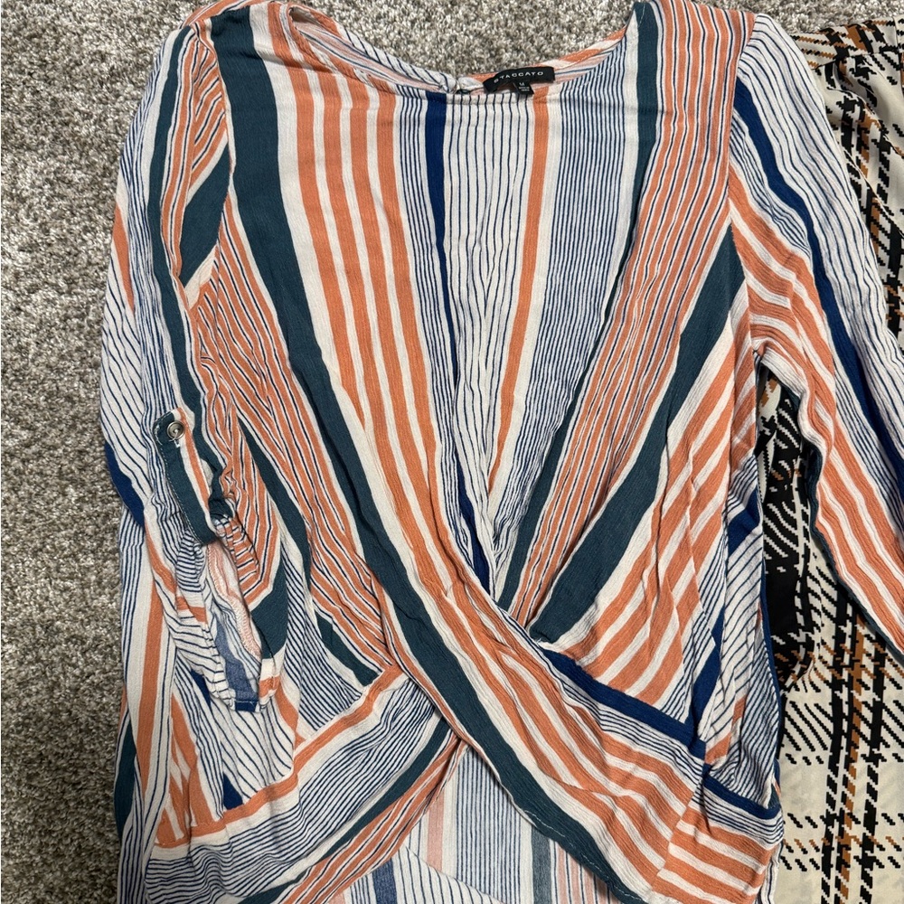 Staccato Multicolor Striped Blouse - Orange, Blue, White